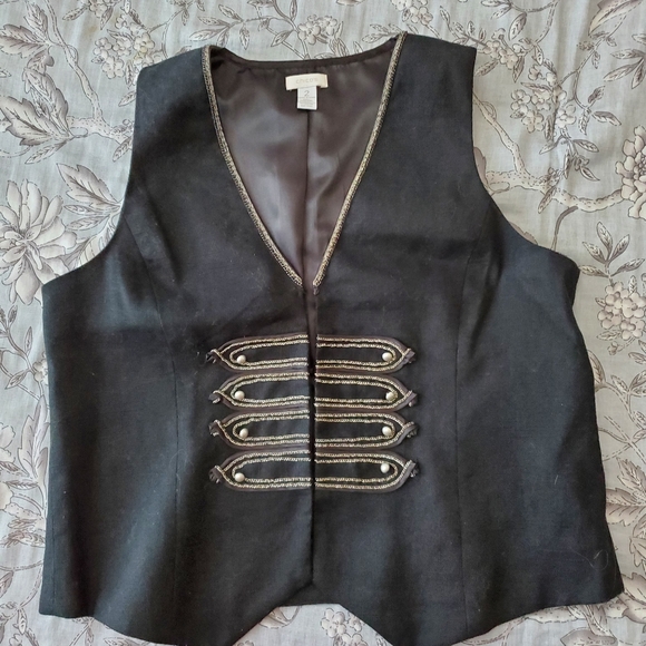 Chico's military-like linen black vest - Picture 1 of 7